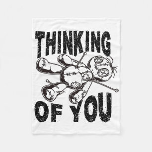 Thinking Of You Voodoo Doll Funny Halloween  Fleece Blanket