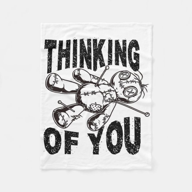Thinking Of You Voodoo Doll Funny Halloween  Fleece Blanket (Front)