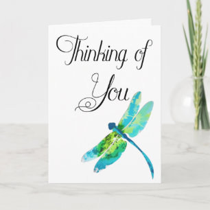 Thinking of You Watercolor Dragonfly Card