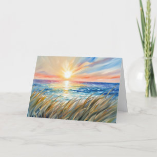Thinking of You Watercolor Ocean Sunrise Card