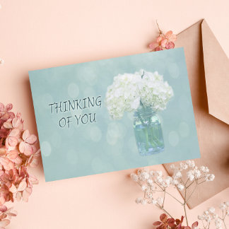 Thinking Of You White Hydrangea In A Vase Card