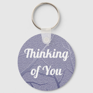Thinking of You Winter Branches Blue Friendship Key Ring