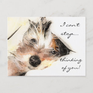 Thinking of you Yorkie  Customisable Postcard