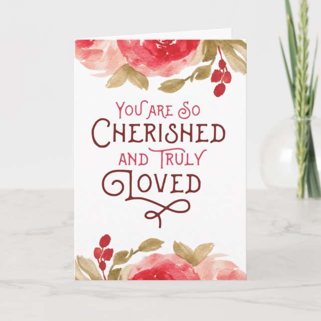 Thinking of You - You are Cherished and Loved Than Thank You Card (Front)