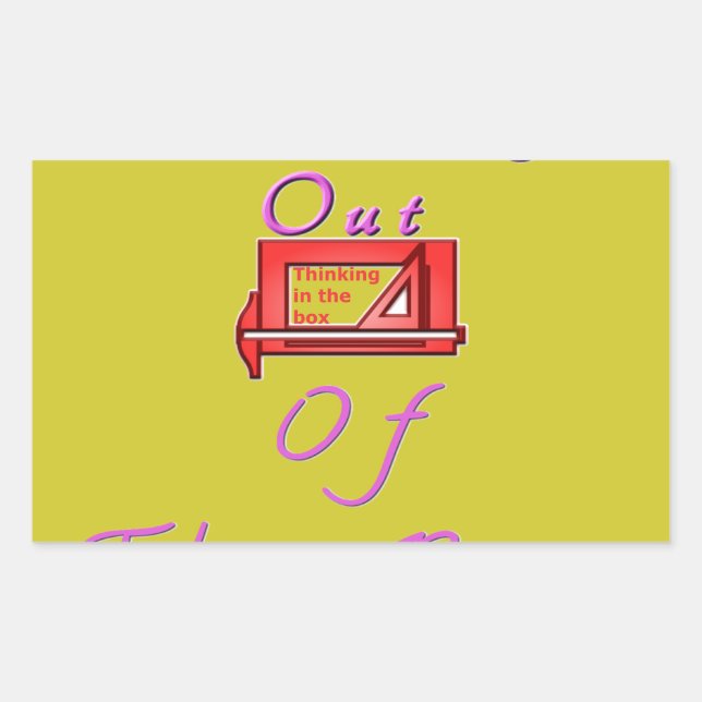 Thinking Outside the Box Design Rectangular Sticker (Front)