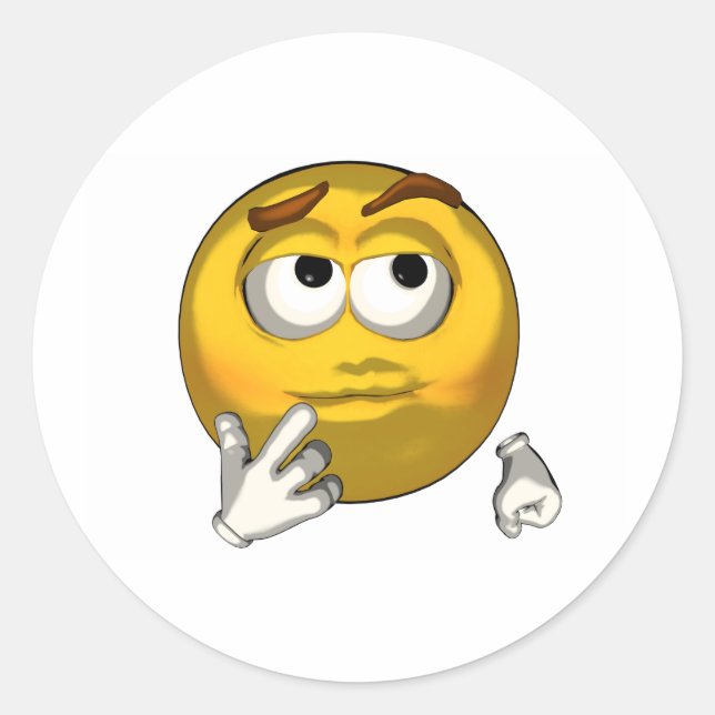 Thinking - toon classic round sticker (Front)