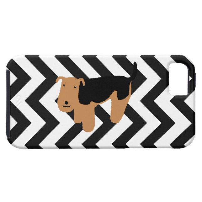 Thinking Welsh Terrier iPhone Case w/ Chevron (Back Horizontal)