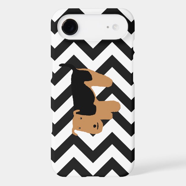 Thinking Welsh Terrier iPhone Case w/ Chevron (Back)