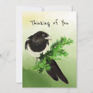 Thinking You Curious Magpie Garden Bird Wildlife  Card