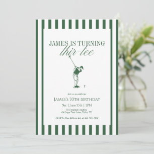 Thir-Tee Golf 30th Birthday Green Stripe Invitation