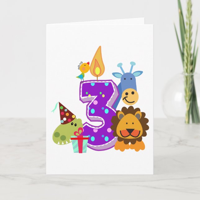 Third birthday Animal friends of the jungle Card (Front)
