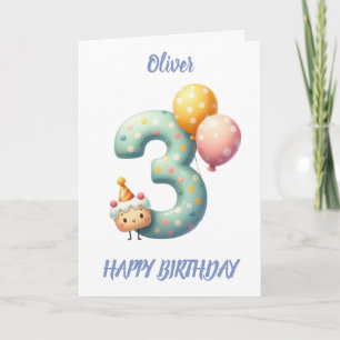 THIRD BIRTHDAY BALLOONS HAPPY BIRTHDAY CARD