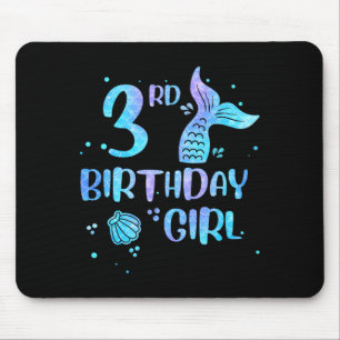 Third Birthday Girl Mermaid 3rd Toddlers Back to Mouse Pad