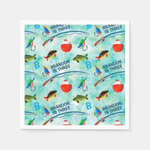 Third birthday O-fish-ally fishing themed party Napkin