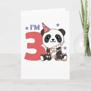 Third Birthday Panda For Children 3 Years Card