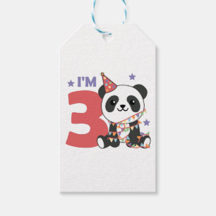 Third Birthday Panda For Children 3 Years Gift Tag