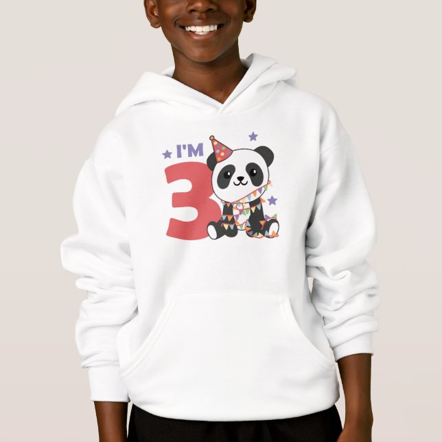 Third Birthday Panda For Children 3 Years Hoodie (Front)