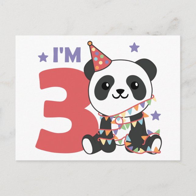 Third Birthday Panda For Children 3 Years Postcard (Front)