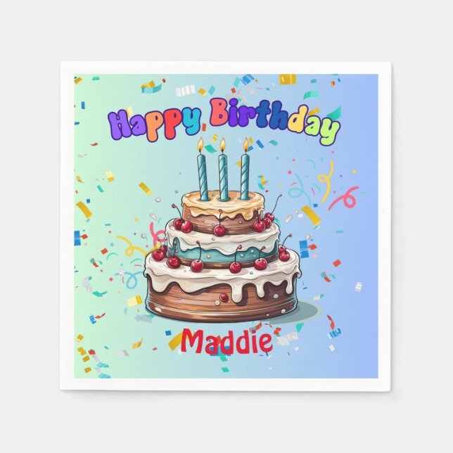 Third Birthday party napkinsStandard Cocktail Napkin (Front)