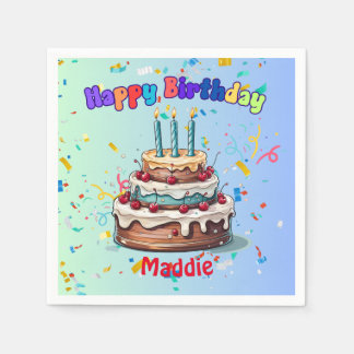 Third Birthday party napkinsStandard Cocktail Napkin