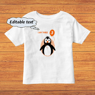 Third birthday penguin orange balloon toddler T-Shirt