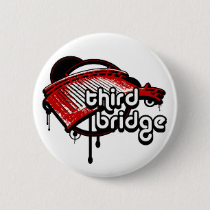 third bridge. white&red. 6 cm round badge
