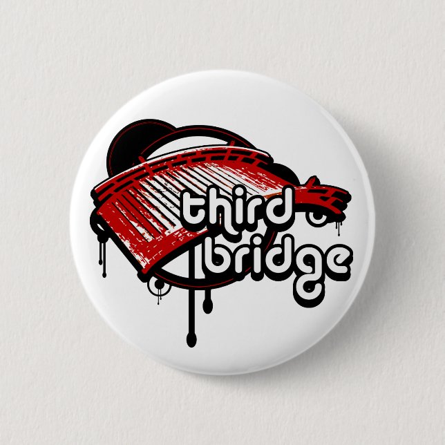 third bridge. white&red. 6 cm round badge (Front)