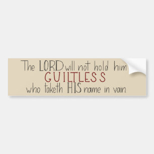 Third Commandment Hand Lettered Bumper Sticker