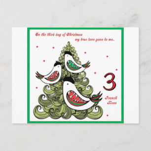 Third Day of Christmas Holiday Postcard