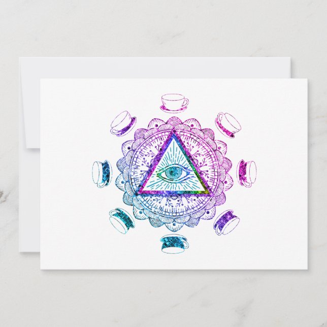 Third Eye All Seeing Eye Coffee Cup Holiday Card (Front)