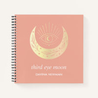 Third eye crescent moon Boho Monogram Coral