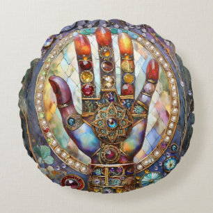 Third Eye Mystic Palm Round Cushion
