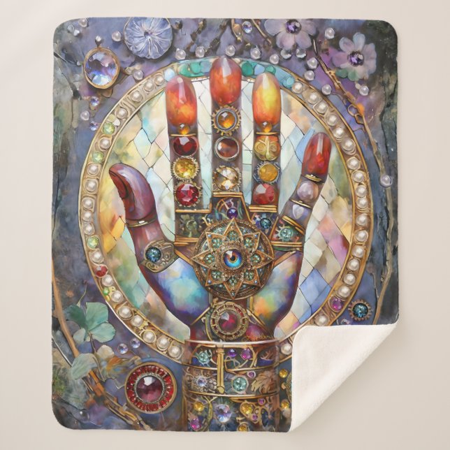 Third Eye Mystic Palm Sherpa Blanket (Front)