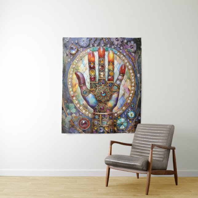 Third Eye Mystic Palm Tapestry (In Situ)