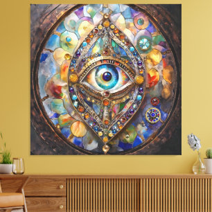 Third Eye on Stained Glass and Bronze Canvas Print