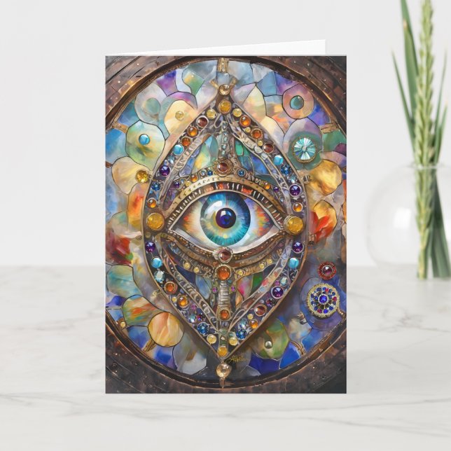 Third Eye on Stained Glass and Bronze Card (Front)