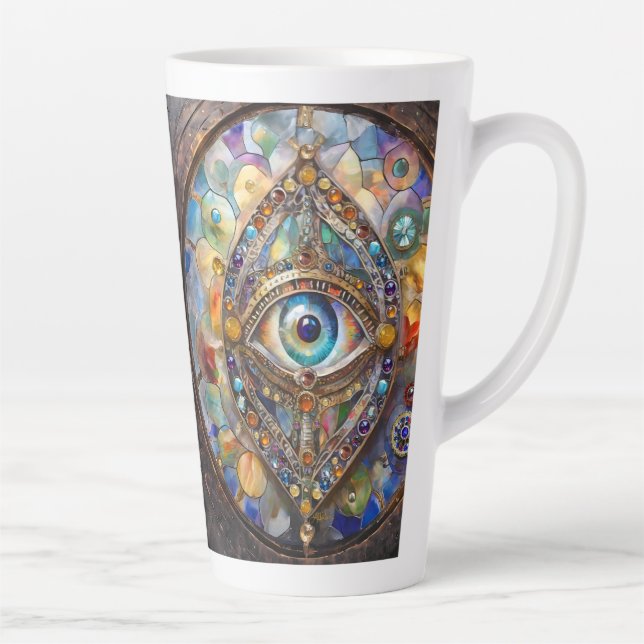 Third Eye on Stained Glass and Bronze Latte Mug (Right)