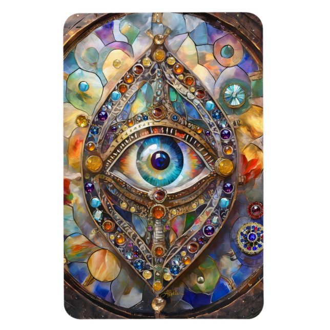 Third Eye on Stained Glass and Bronze Magnet (Vertical)