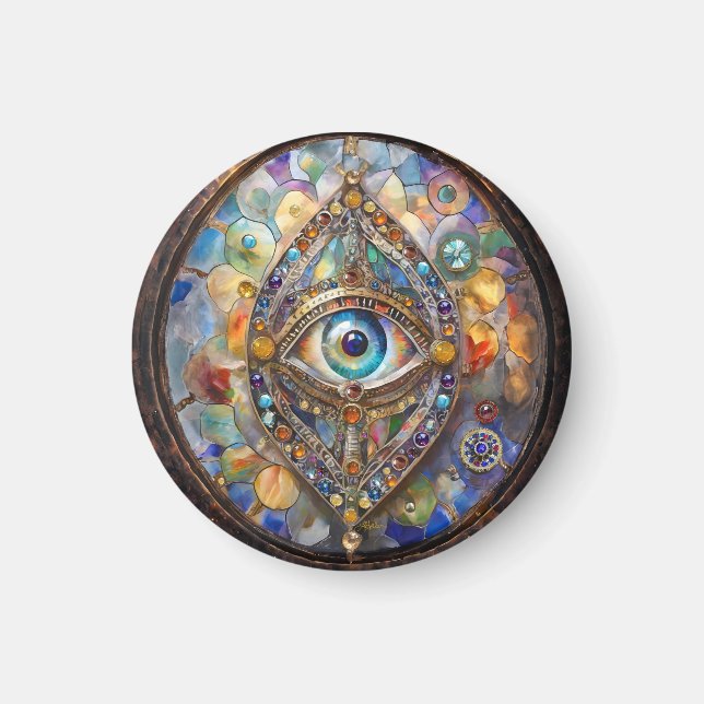 Third Eye on Stained Glass and Bronze Magnet (Front)