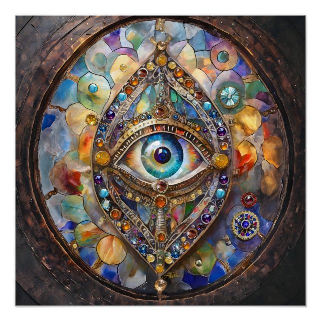 Third Eye on Stained Glass and Bronze Poster (Front)