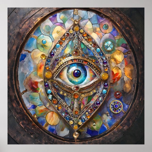 Third Eye on Stained Glass and Bronze Poster (Front)