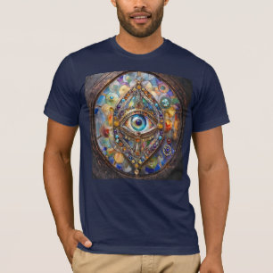 Third Eye on Stained Glass and Bronze T-Shirt