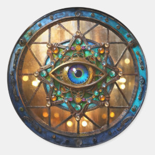 Third Eye Rustic Porthole Window Classic Round Sticker
