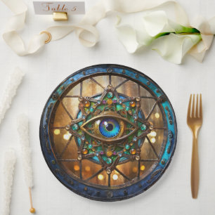 Third Eye Rustic Porthole Window Paper Plate