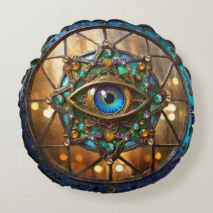 Third Eye Rustic Porthole Window Round Cushion