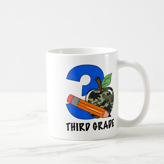 Third Grade 3rd Grade Camo Apple Kids Boys  Coffee Mug (Right)