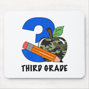 Third Grade 3rd Grade Camo Apple Kids Boys Mouse Pad