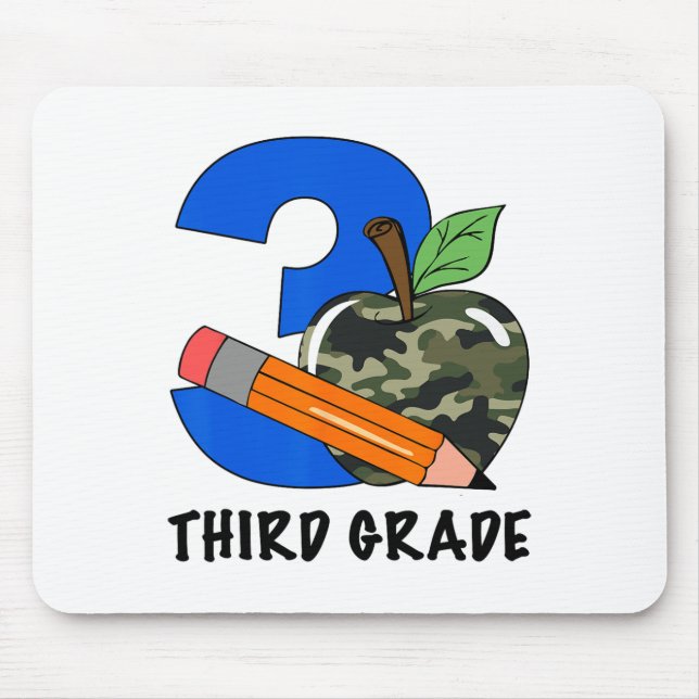 Third Grade 3rd Grade Camo Apple Kids Boys  Mouse Pad (Front)