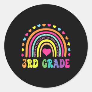Third Grade 3rd Grade Rainbow Teachers Kids Back T Classic Round Sticker