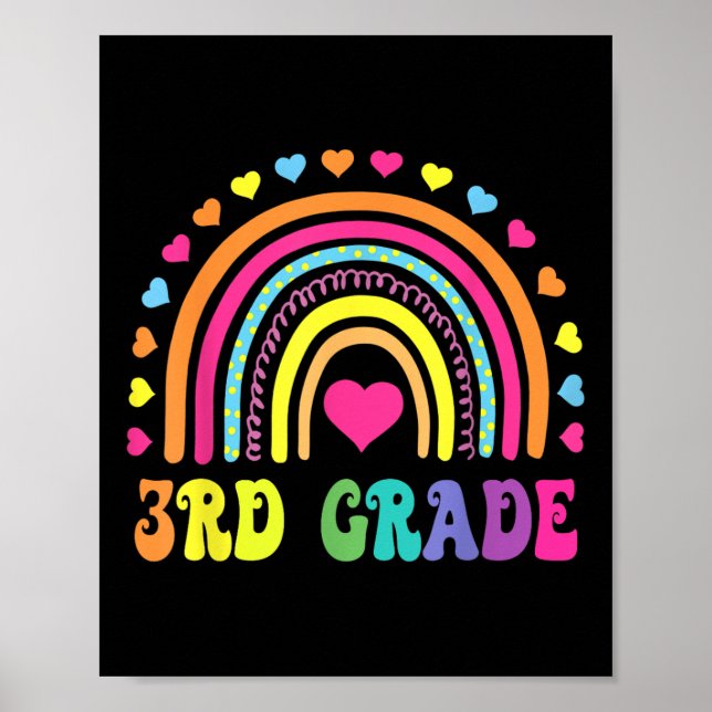 Third Grade 3rd Grade Rainbow Teachers Kids Back T Poster (Front)